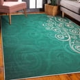 thumbnail image 3 of Ornamental Decorative Rug, Floral Swirls Ivy Image Ombre Details Grunge Backdrop Flower Illustration, Quality Carpet for Bedroom Dorm and Living Room, 6 Sizes, Dark Seafoam, by Ambesonne, 3 of 4