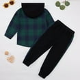 thumbnail image 4 of GYRATEDREAM Toddler Boy Clothes Plaid Flannel Hoodied Sweatshirt Tops + Letter Print Pants Boys Fall Winter Outfits 18M-6T, 4 of 8