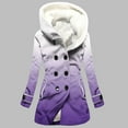 thumbnail image 5 of Spring Saving GaThRRgYP Women's Cotton Jacket,Velvet Double Breasted Hooded Solid Color European and American Mid Length Women's Solid Color Temperament Commuting Jacket, 5 of 5