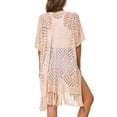thumbnail image 3 of INSPIRE CHIC Women's Open Front Boho Lightweight Fringe Kimono Beach Knit Cardigans M Beige, 3 of 6