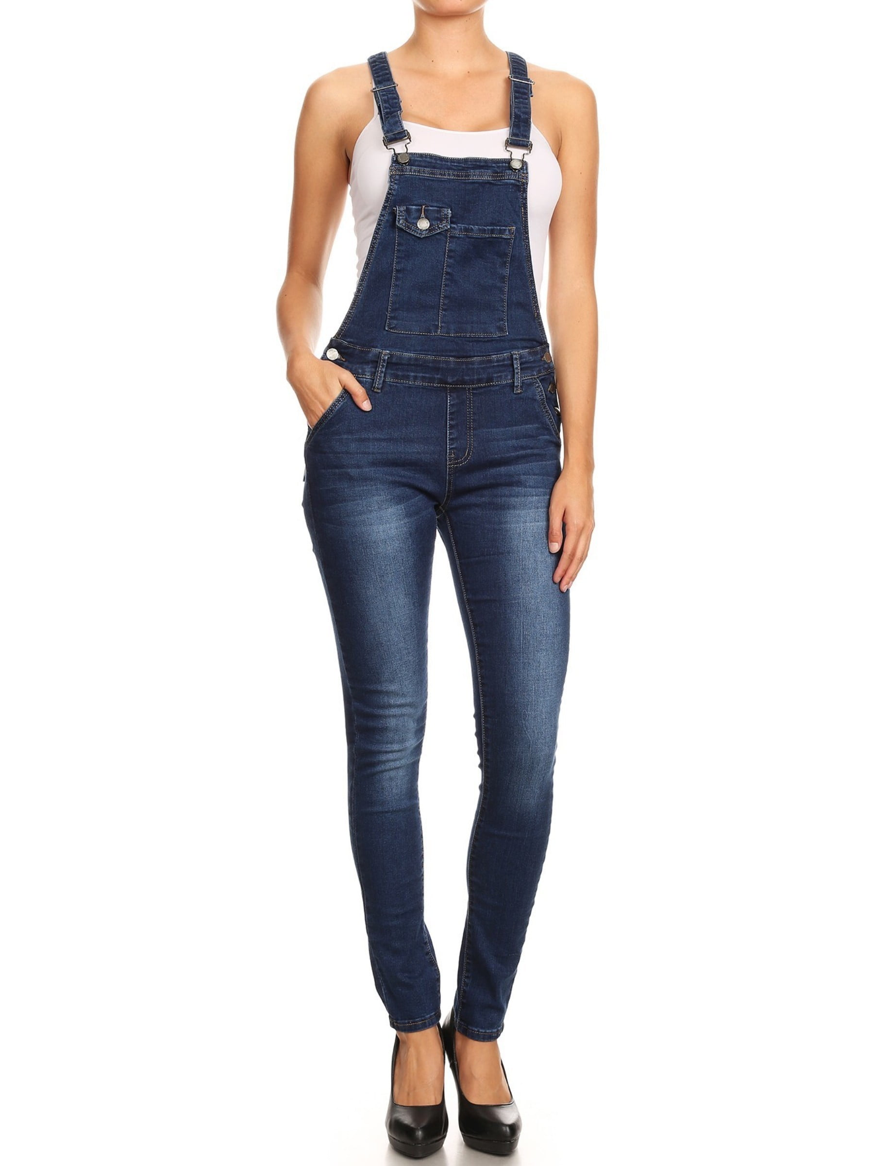 Design by Olivia Womens Womens Solid Color Skinny Overalls