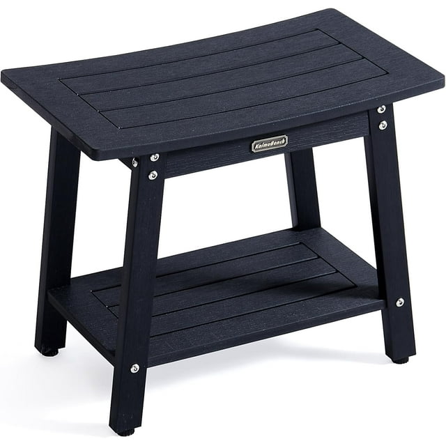 Shower Bench Seat for Inside Shower Poly Lumber Shower Stool for Shaving Legs Bathroom Shower Foot Rest with Storage Shelf Plastic Shower Chair Seat for with Adjustable Feet