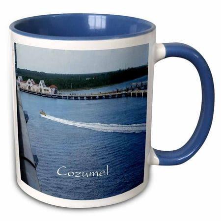 3dRose Image of Entering Cozumel Mexico Port - Two Tone Blue Mug,