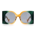 thumbnail image 3 of Womens Opulent Golden Era Oversized Bold Squared Thick Temple Fashion Sunglasses Orange Green - Black, 3 of 8