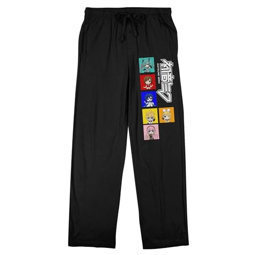 Hatsune Miku Character Panels Men's Black Sleep Pajama Pants Hatsune Miku Character Panels Men's Black Sleep Pajama Pants