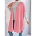 thumbnail image 4 of Women'S Ribbed Knit Cardigan Batwing Short Sleeve Oversized Casual Sweater Chunky Side Split Long Coat Pink One Size, 4 of 8