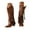 Brown, variant on Women's Fringe Cowgirl Boots Western Cowboy Knee High Boots Tassel Square Toe Pull on Winter Shoes