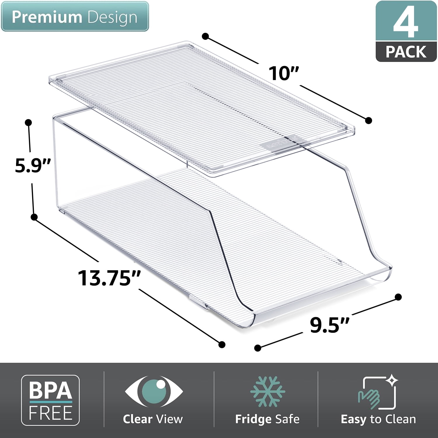 Sorbus Fridge Bottle Organizer with Lid, Holds 9 Bottles, Stackable Clear Plastic (4 Pack)