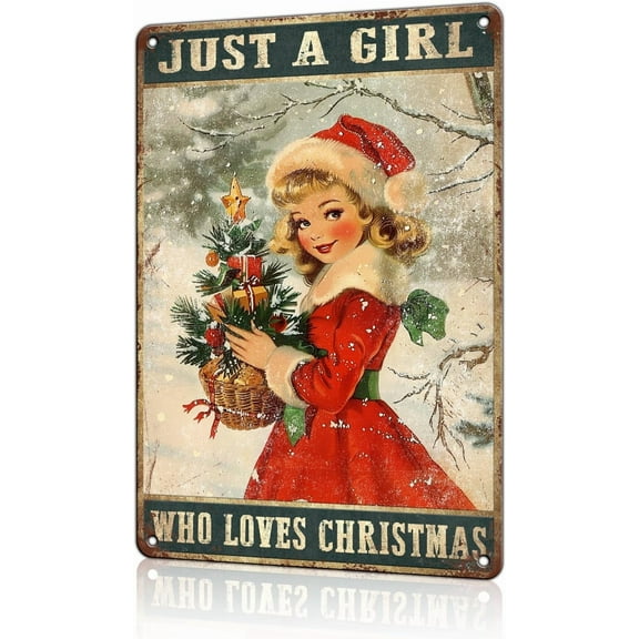 Christmas Spruce Winter Trees Vintage Metal Tin Sign Christmas Trees Wall Decor Retro Spruce Sign for Home Living room Bedroom Outdoor Outside Porch Rustic Wall Decoration 8x12 inch