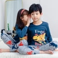 thumbnail image 4 of Pijamas con dibujos de dinosaurios para niños y niñas, ropa de dormir de algodón, de Navidad, familiar, 4 of 4