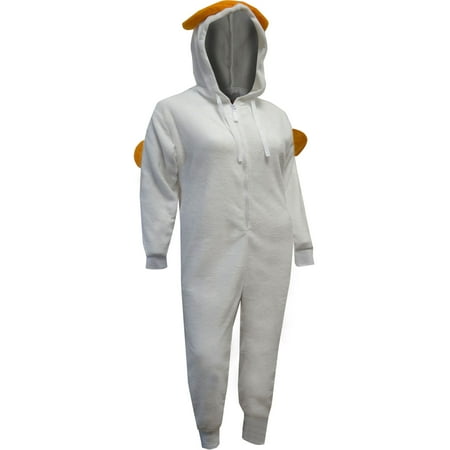 Totally Pink! Womens White Christmas Angel One Piece Plush Onesie Pajama (Medium)