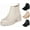 Bone Pu, variant on : Dance- Womens Platform Ankle Boots Elastic Chunky Block Heel Chelsea Booties Lug Sole Combat Shoes (L-Wheat SU, 9)