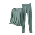 thumbnail image 2 of Antinious Women Plus Size Pajamas Set Long Sleeve Loose Undershirts and Sleepwear Elastic Waist Long Pants Outfits, 2 of 5