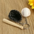 thumbnail image 4 of Llavero de béisbol Artificial de 3 piezas, guante de murciélago de madera, llavero para mochila, decoración para el hogar y la Oficina, regalo Almacenamiento y organización del hogar Negro Toystoory HA010175-01, 4 of 6