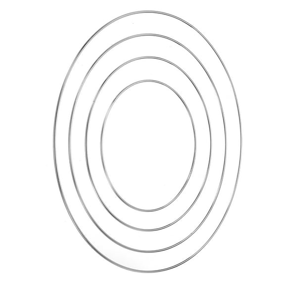 Uxcell Dream Catcher Rings Set, 4 Sizes Metal Macrame Wreath Floral Round Ring Hoop, Silver