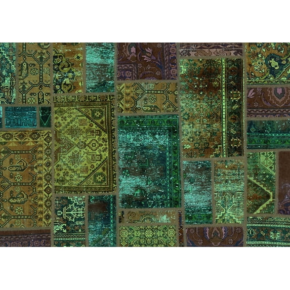 Ahgly Company Indoor Rectangle Oriental Turquoise Blue Modern Area Rugs, 5' x 7'