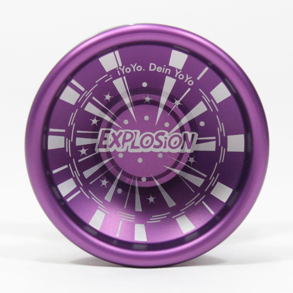 iYoYo EXPLOSiON Yo-Yo - Bi-Metal - 7075 Aluminum YoYo with Stainless Steel Rings (Purple with Silver Rings)
