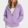 thumbnail image 2 of DJDLJWCJ Girls Zip Up Hoodies Long Sleeve Hooded Sweatshirt Solid Color Lightweight Sweatshirts Purple Size 5T, 2 of 9