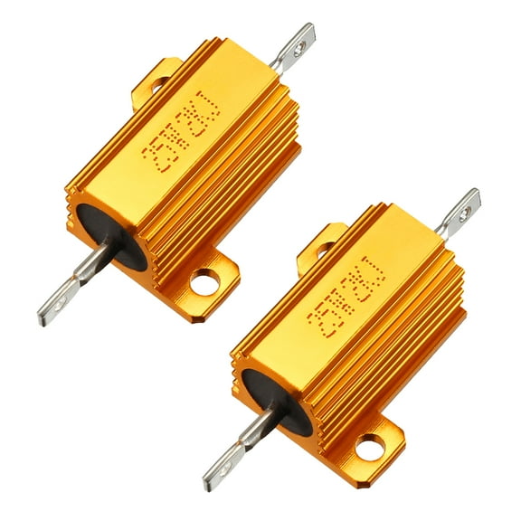 25W 2k Ohm Aluminium Housing Chassis Mount Wirewound Power Resistors Gold 2pcs