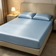 thumbnail image 1 of Kadlawus Summer Double Bed Fitted Sheet 200x220cm, Cooling Ice Silk Polyester Mattress Protector, Non Slip Elasticized Bottom for Secure Coverage, Soft Breathable Fibers for Sleeping Naked, 1 of 6