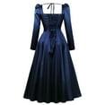 thumbnail image 6 of LYEAA Formal Long Sleeve Dresses for Women Knee Length Dress Flowy Elegant Dress Solid Color Evening Gown Cocktail Dress Zipper Vintage Fashion Dress Dress Blue M, 6 of 8