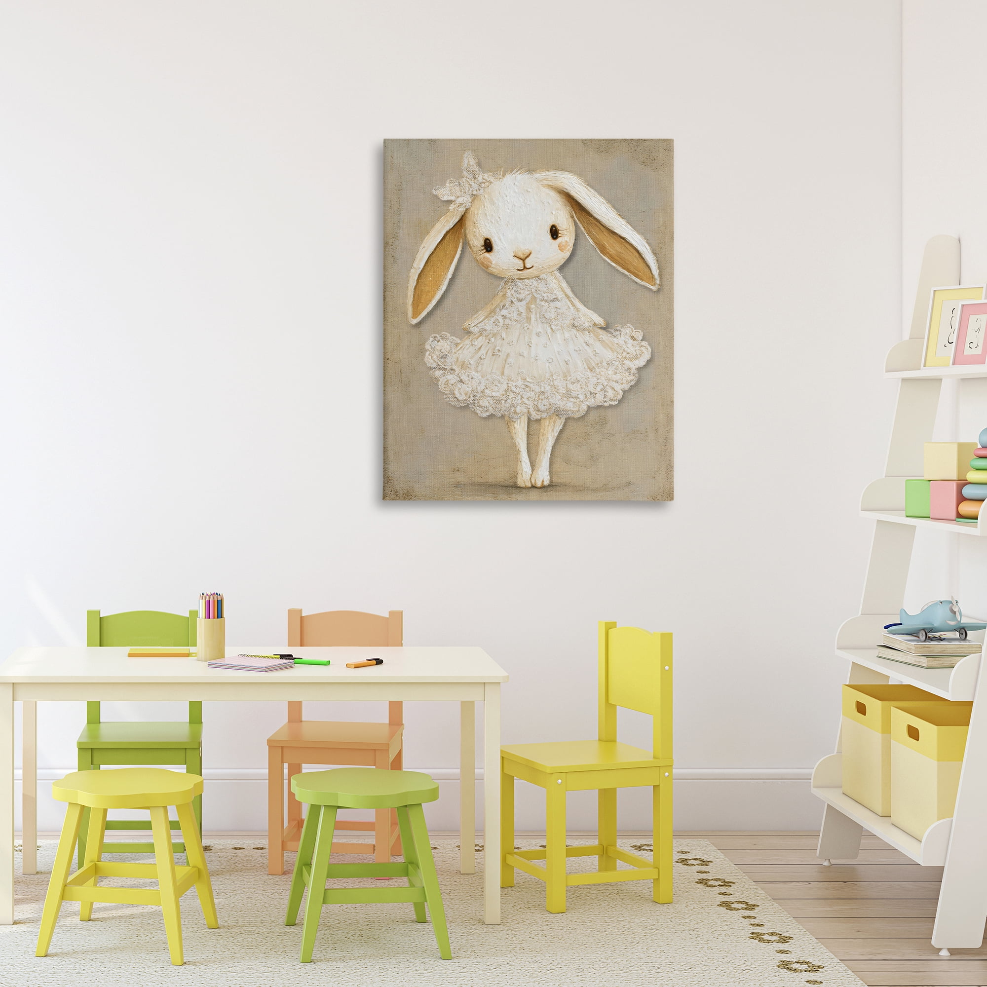 Stupell Industries Ballerina Bunny in Lace Dress Canvas Wall Art, design by Ink Drop Loft