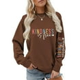 thumbnail image 2 of UJNDER Women's Letter Print Crewneck Sweatshirt Casual Round Neck Pullover Autumn Winter Fashion Coffee M, 2 of 4