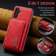 thumbnail image 4 of SaniMore Case for Samsung Galaxy A34 5G 6.6" 2023, Retro PU Leather Case Soft TPU Inner Detachable Magnetic Folding Card Pocket Flip Kickstand Anti-drop Shockproof Protectiive Cover, Red, 4 of 11