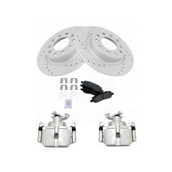 Rear Brake Pad Rotor and Caliper Set - Compatible with 2013 - 2016 Dodge Dart 2014 2015