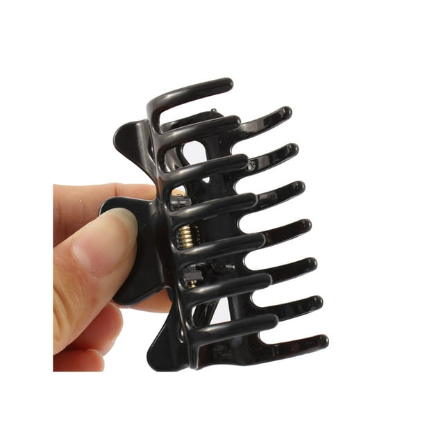 Lady Plastic 14 Teeth Spring Loaded Hair Jaw Claw Clip Clamp Hairclip Black  2pcs 