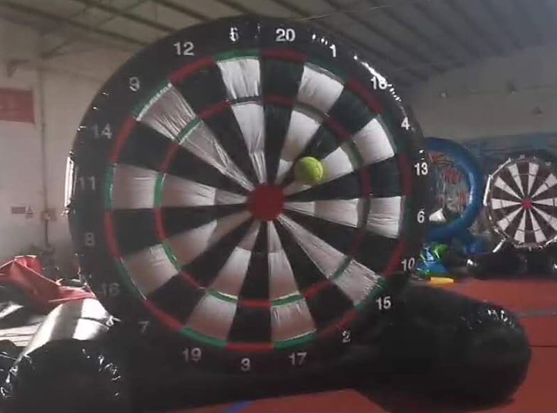 Techtongda 9.8ft Inflatable Giant Dartboard Football Golf Foot Darts Soccer Kick Darts Board 6pcs Ball for Sports Game with Blower