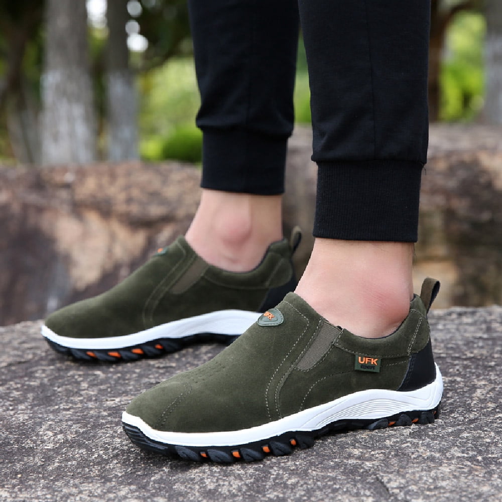 Mens Hiking Mountaineering Shoes Outdoor Breathable Trekking Sneakers Lightweight Comfortable Non-slip Casual Shoes Green 10.5 US