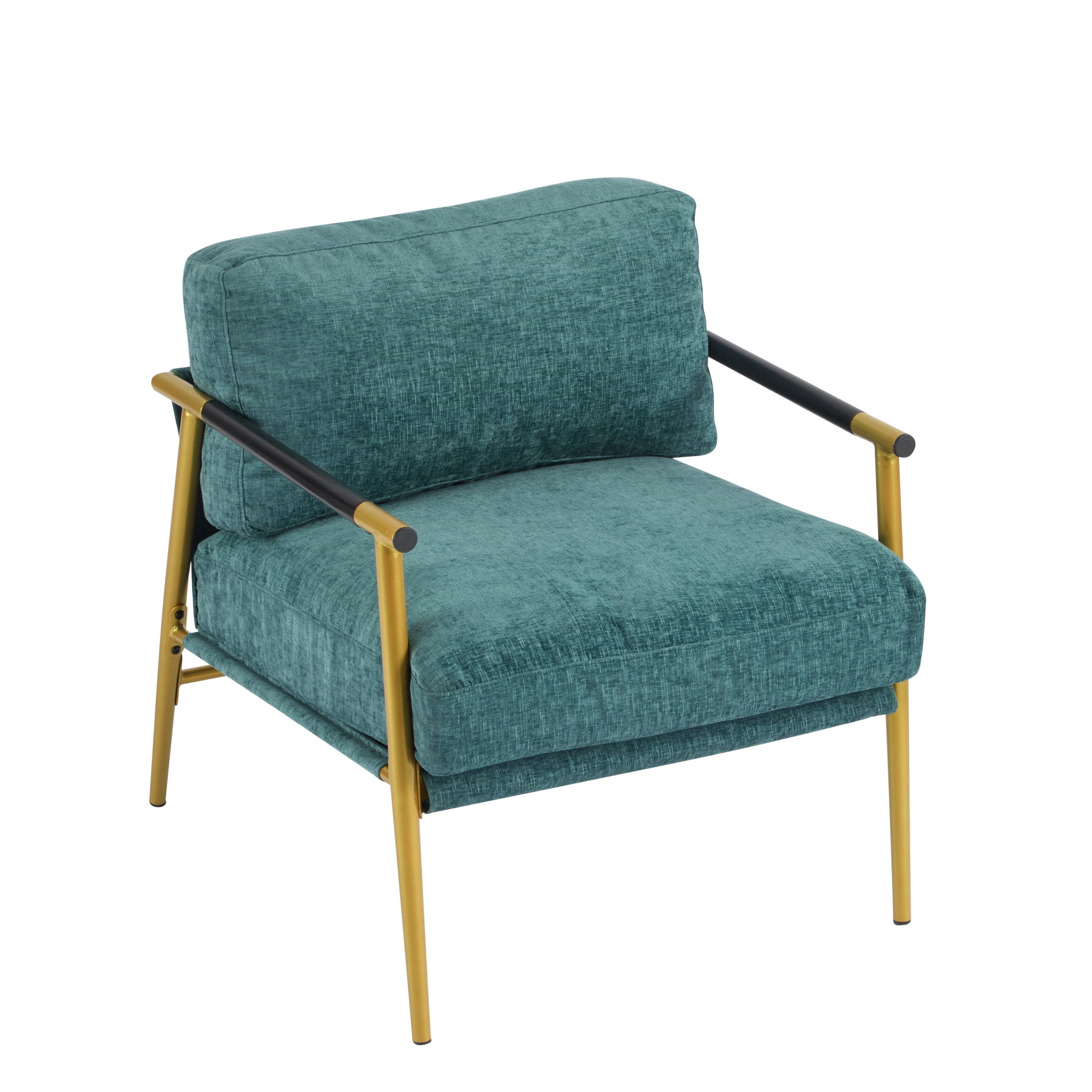 Christopher Knight Home Mid-Century Modern Upholstered Accent Chair, Wooden Armrest, Metal Frame, Teal