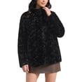 thumbnail image 4 of Abrigo de piel sintética para mujer, abrigo cálido de solapa con bolsillos, chaquetas esponjosas de invierno, color negro, 4 of 6