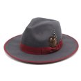 thumbnail image 5 of XIAOCHA Womens Ribbon‑Feather Fedora Hat Solid Wide‑Brim Hat Outdoor Festival Hat,Grey, 5 of 8