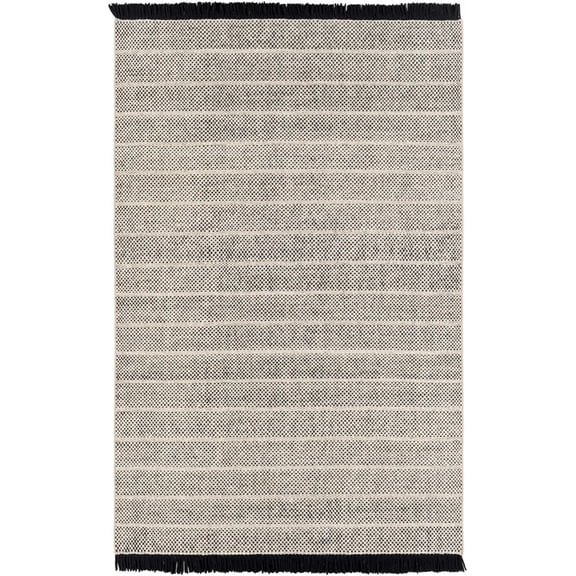 BoutiqueRugs Thorold Handmade Wool Striped Area Rug - Black, Beige - 8' x 10'