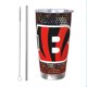thumbnail image 1 of Taza térmica duradera de acero inoxidable 304 con tapa y pajita con temática del equipo de fútbol de Bengals Taza térmica de acero inoxidable de 20 oz Taza para automóvil Adecuada para bebidas frías, 1 of 8