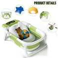 thumbnail image 5 of TOPCHANCES Foldable Baby Bathtub for Infants to Toddler, Portable Travel Bathtub with Thermometer & Bath Cushion & Bath Cap, Baby Bathtub for Newborn 0-12 Month (Green), 5 of 11