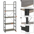 thumbnail image 5 of Homfa 5-Tier Gray Bookshelf, Free Standing Tall Bookshelf with Black Metal Frame for Living Room, Gray Finish, 5 of 9