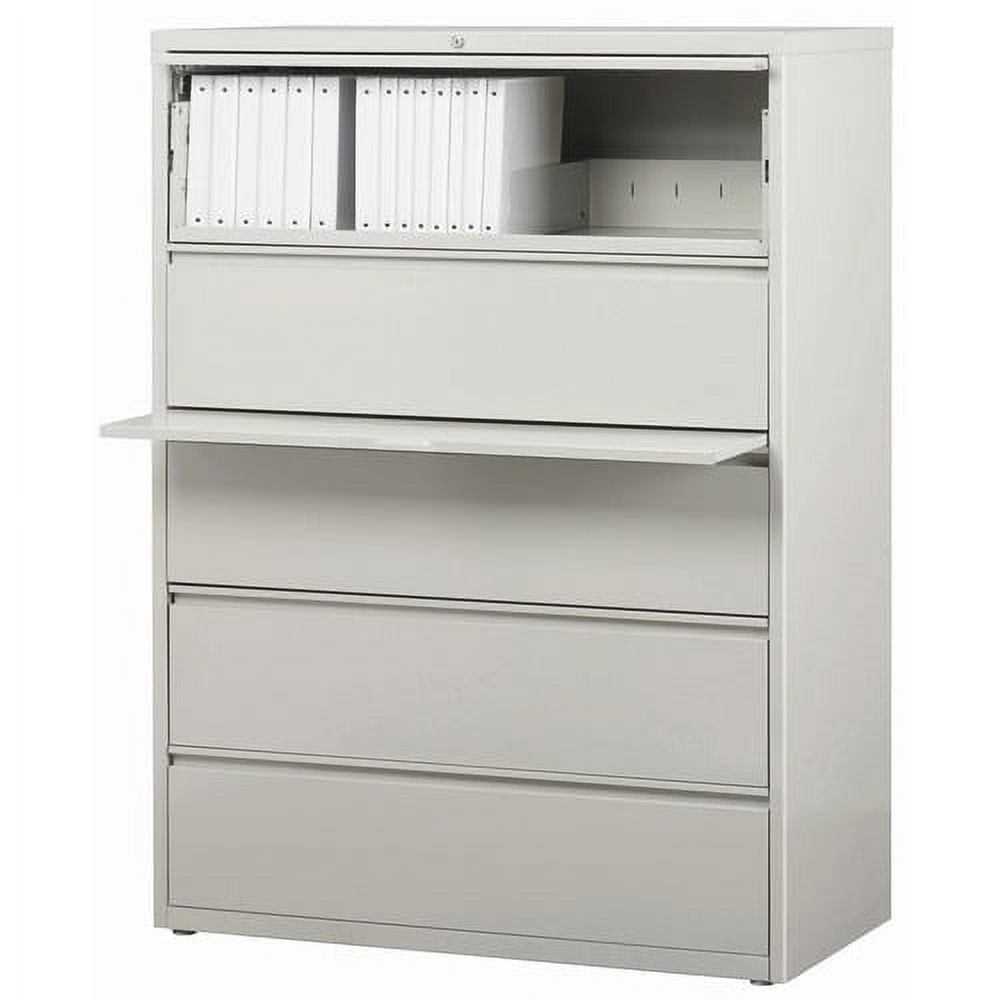 Lorell Lateral File - 5-Drawer 42" x 18.6" x 67.7" - 5 x Drawer(s) for File - Legal, Letter, A4 - Lateral - Rust Proof, Leveling Glide, Interlocking, Ball-bearing Suspension, Label Holder - Light Gray - image 4 of 4