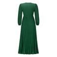 thumbnail image 4 of Blmnix Dresses for Women A Line Dresses Fit & Flare Long Dresses Under Dress V-Neck Green Long Sleeve Maxi Belted Casual Summer Dress,XL, 4 of 7