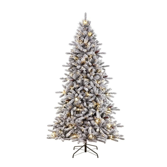 Puleo International 6.5 ft. Pre-lit Flocked ‎Bennington Fir Artificial Christmas Tree with 350 UL-Listed Lights