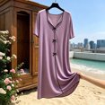 thumbnail image 5 of ZyeKqe Womens Nightgown Short Sleeve Bow Casual V Neck Pajamas Lightweight Loose Soft Comfy Loungewear Sleep Shirts, 5 of 5