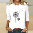 thumbnail image 2 of Jewelreauty 3/4 Sleeve Tunic Tops for Women Cute Floral Print Crewneck Basic Tees Casual Loose Summer Clothes (S, White), 2 of 4