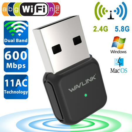 Mini 600 Mbps Dual Band 2.4/5Ghz Wireless USB WiFi Network Adapter Dongle w/Antenna (Best Usb Wifi Adapter Dual Band)
