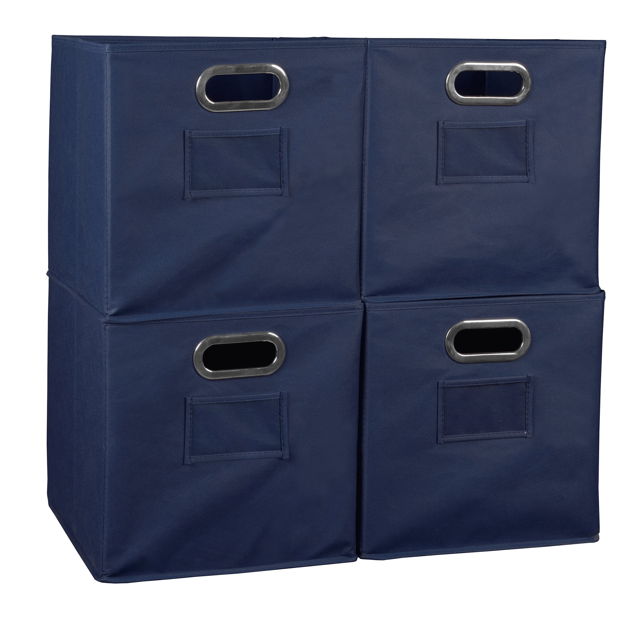 Collapsible Home Storage Set of 4 Foldable Fabric Storage Bins- Blue ...
