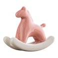 thumbnail image 1 of Figura de caballo en miniatura de cerámica para té, mascota, estante, estatua de caballo mecedor para dormitorio Rosa, 1 of 7
