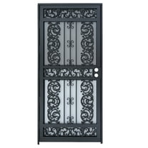 Grisham Deluxe Steel Security Door,36'' x 80'' Metal Tempered Glass Door Screen Replacement Enter Doors,Storm Door(414-Black)