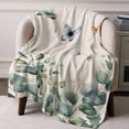 thumbnail image 3 of Throw Blanket for Couch Eucalyptus Leaf Butterfly Soft Fleece Flannel Blankets Cozy Lightweight Blanket for Home Sofa Living Room Vintage Leaf Plant Bed Throws 50" x 60", 3 of 9