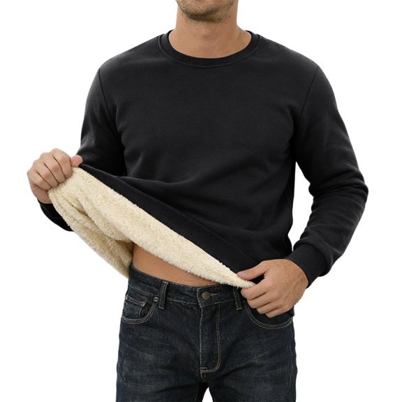 Mens Sweatshirt Warm Comfortable Crew Neck Athletic Pullover Hoodless Long Sleeve Top for Winter